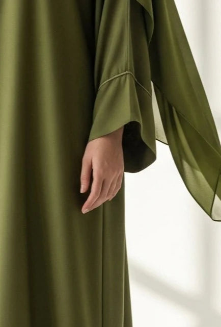 Forest Essence Olive Abaya | Minimal Front-Open Design