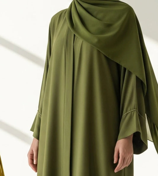 Forest Essence Olive Abaya | Minimal Front-Open Design