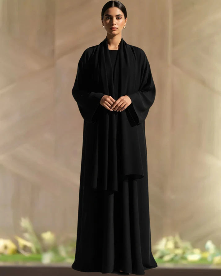 Layali Classic Black Abaya | Timeless Modest Elegance