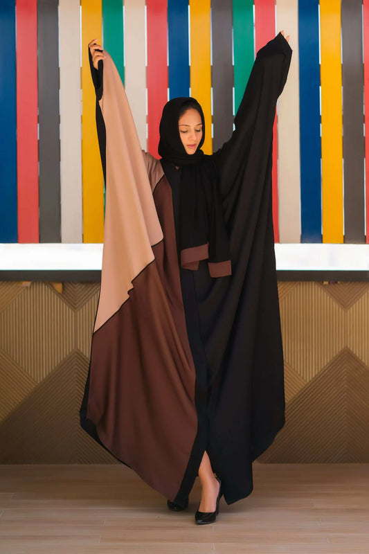 Premium Color-Block Butterfly Cut Abaya