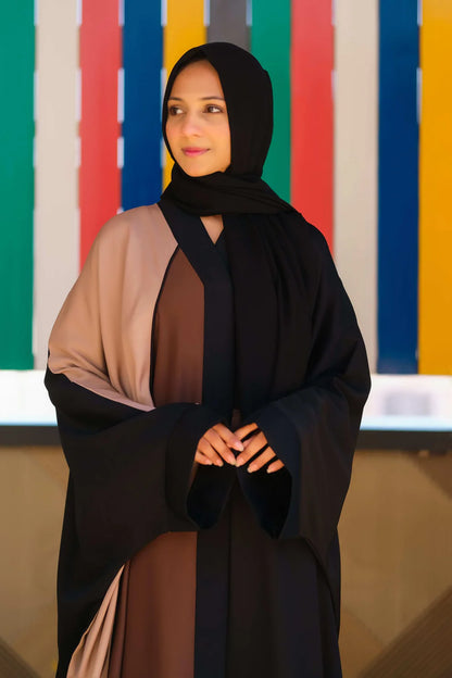 Premium Color-Block Butterfly Cut Abaya
