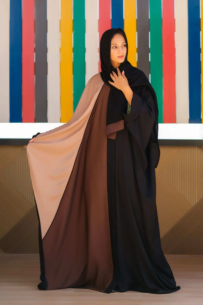 Premium Color-Block Butterfly Cut Abaya