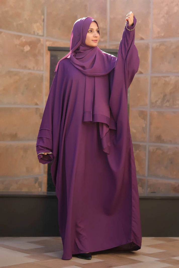 Royal Orchid Butterfly Abaya | Purple Farasha Style