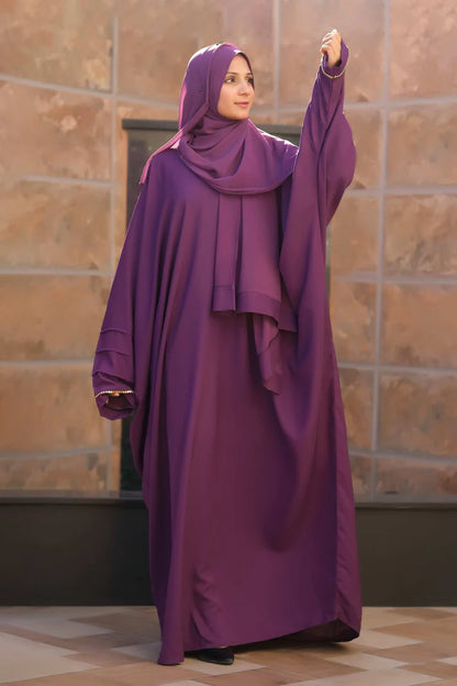 Royal Orchid Butterfly Abaya | Purple Farasha Style