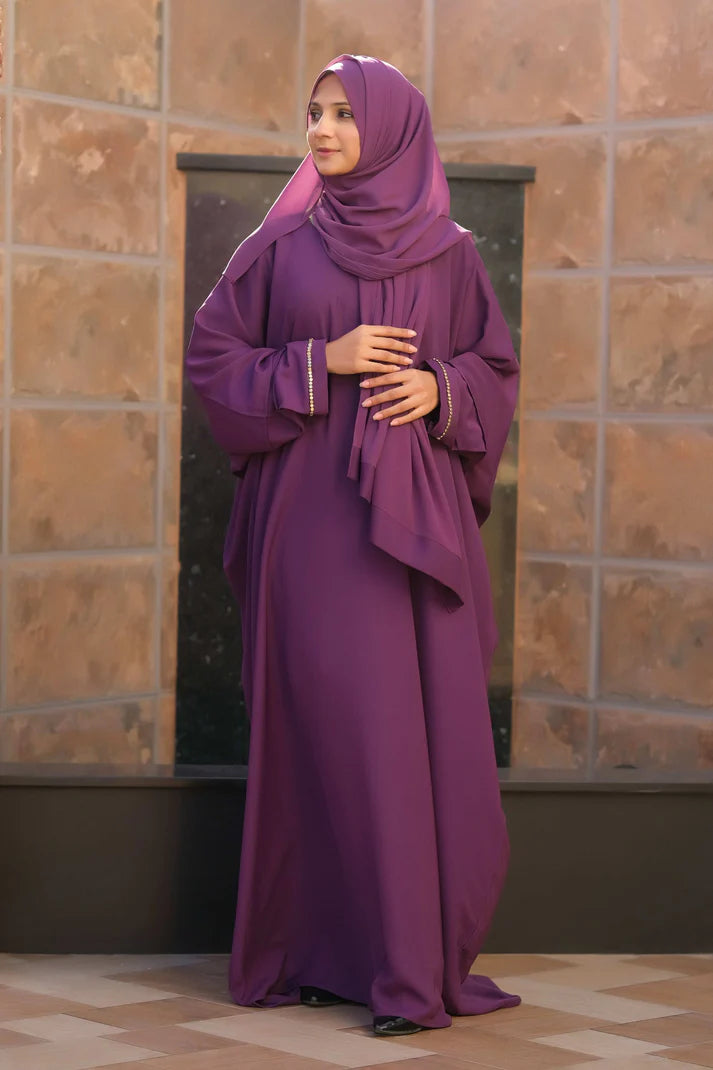 Royal Orchid Butterfly Abaya | Purple Farasha Style