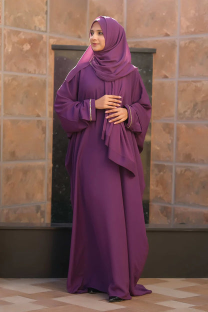 Royal Orchid Butterfly Abaya | Purple Farasha Style