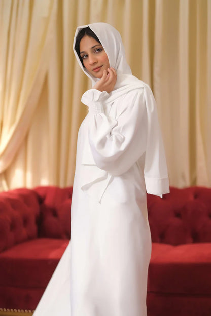 White Orchid Abaya | Front-Close Elegant Design